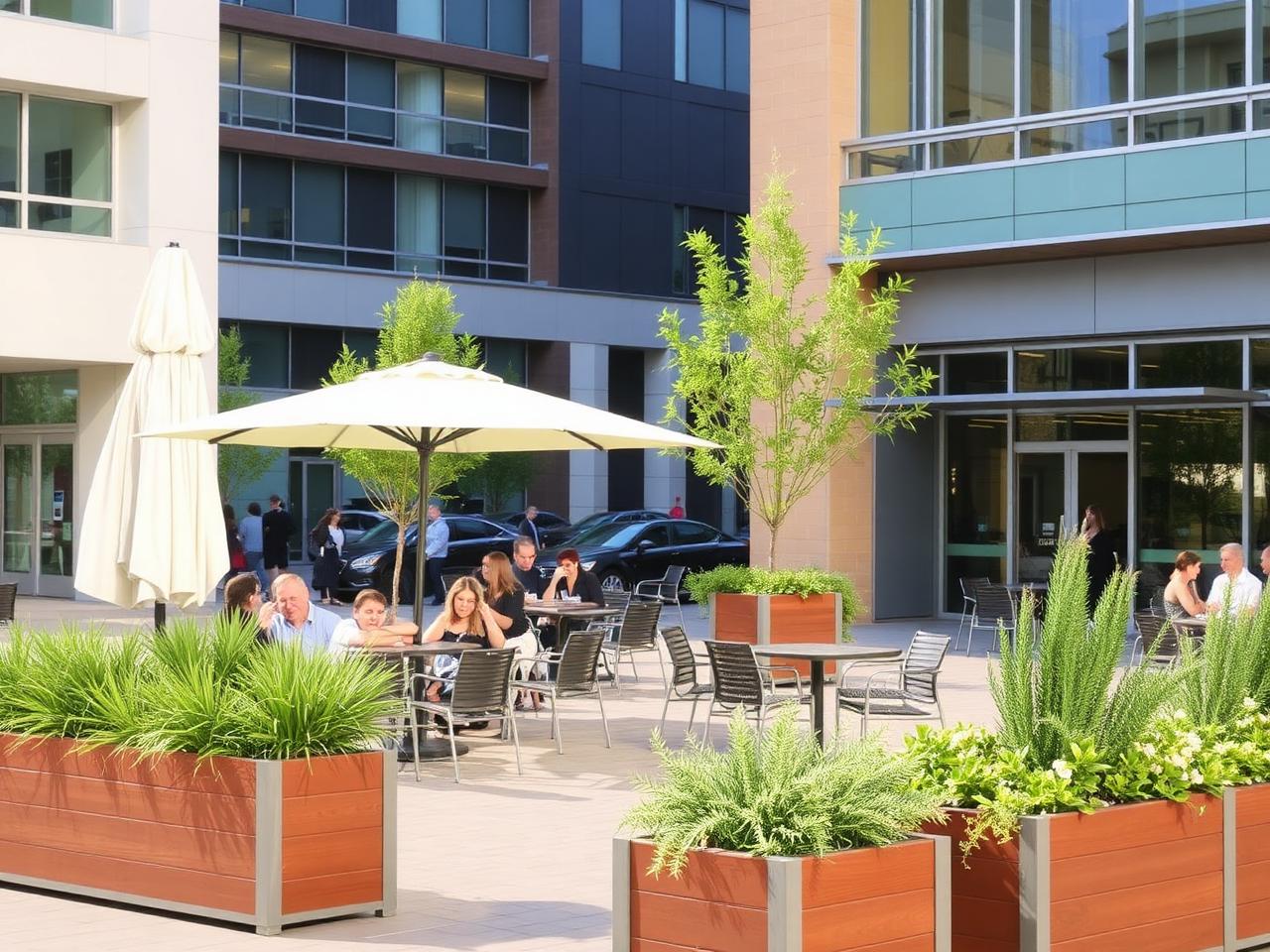 Area outdoor seating F&B di plaza Karya Square